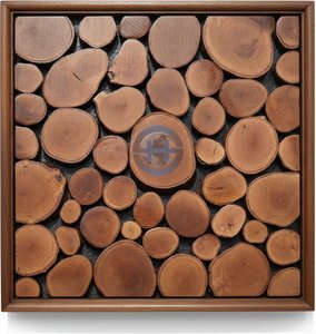 Rustic Wood Mosaic Wall Panel – Natural Circular Slices, Raw Earth
