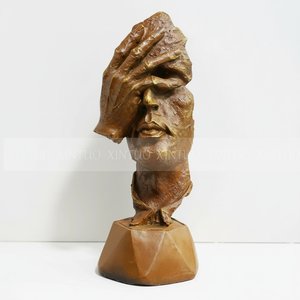 Bronze Classical Silence Mask Sculpture