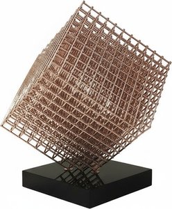 Rose Gold Geometric Stainless Steel Sculpture - Contemporary Art Piece For Living Room Decor (118x128cm), Geometric Abstraction