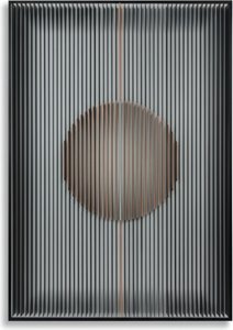 Geometric Wood Wall Sculpture With Copper Accents, Geometric Abstraction
