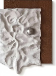Textured Leather & Metal Wall Sculpture, Modern & Minimalist