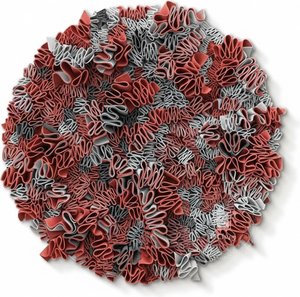 Coral & Silver 3d Pasta-form Wall Sculpture, Contemporary Abstract