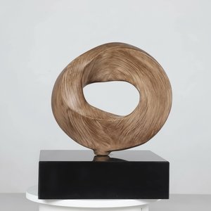 Swirling Fiberglass Sculpture On Black Base, Abstract Art