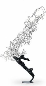 Abstract Iron Running Figure Sculpture - Modern Metal Art
