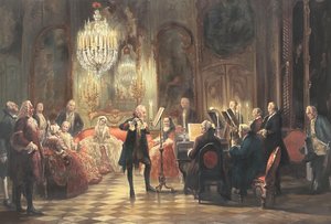 Frederick The Great Playing The Flute At Sanssouci - Adolph Menzel — Adolph Menzel, German Realism