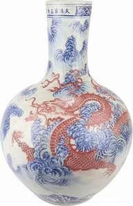 Hand-painted Dragon Porcelain Vase - Blue And White Jingdezhen Style, Chinoiserie