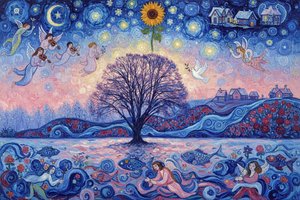 Celestial Bloom: Echoes Of Chagall’s Light — Jacques Villedieu