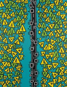 Veridian Echoes: A Haring Synthesis — Jacques Villedieu, Street Art / Pop Art