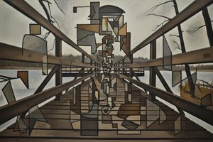 Echoes In Umber And Stone — Jacques Villedieu, Cubism (analytic Cubism)
