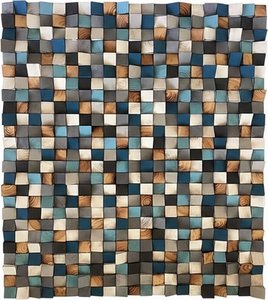 Handcrafted Wood Block Wall Sculpture – Abstract Coastal Texture, Abstract Art