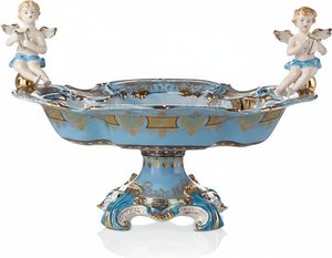 Porcelain Cherub Fruit Platter – Baroque Tabletop Ornament