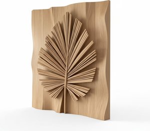 Art Deco Palm Leaf Wood Wall Sculpture, Art Deco Wall Decor Available - Contact Us For P