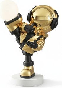 Golden Astronaut Table Lamp – Resin Sculpture For Modern Interiors