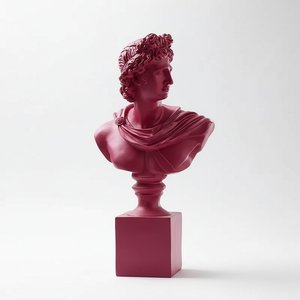 Magenta Apollo Bust Sculpture – Classical Resin Art