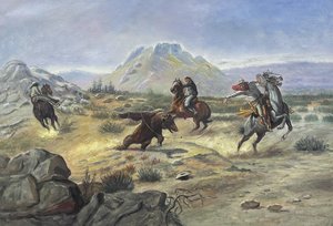 Capturing The Grizzly - Charles Marion Russell — Charles Marion Russell, American Western Art