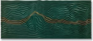 Layered Wood Wave Wall Sculpture – Teal & Gold Abstract Art, Abstract Art