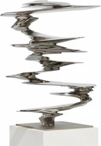 Polished Stainless Steel Abstract Sculpture – Modern Home Accent