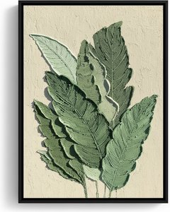 Hand-painted Tropical Leaf Canvas Art – Textured European Style, Modern Art Hand-painted On Canvas For Unique Arti